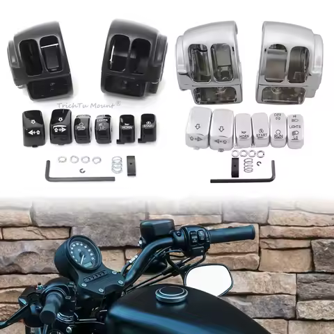 Motorcycle Handlebar Control Switch Housing Cover and Button Caps For Harley Sportster 883 1200 Dyna Softail VRSC Road King