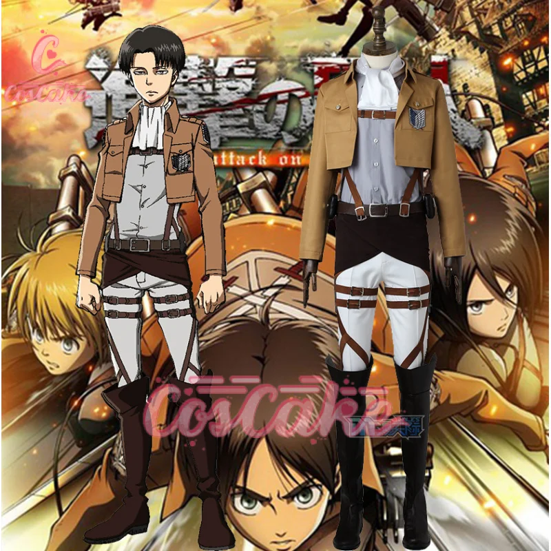 Anime Attack on Titan Cosplay Shingeki no Kyojin Jacket Recon Corps Leather Skirt Hookshot Belts Suspenders Ackerman Costume