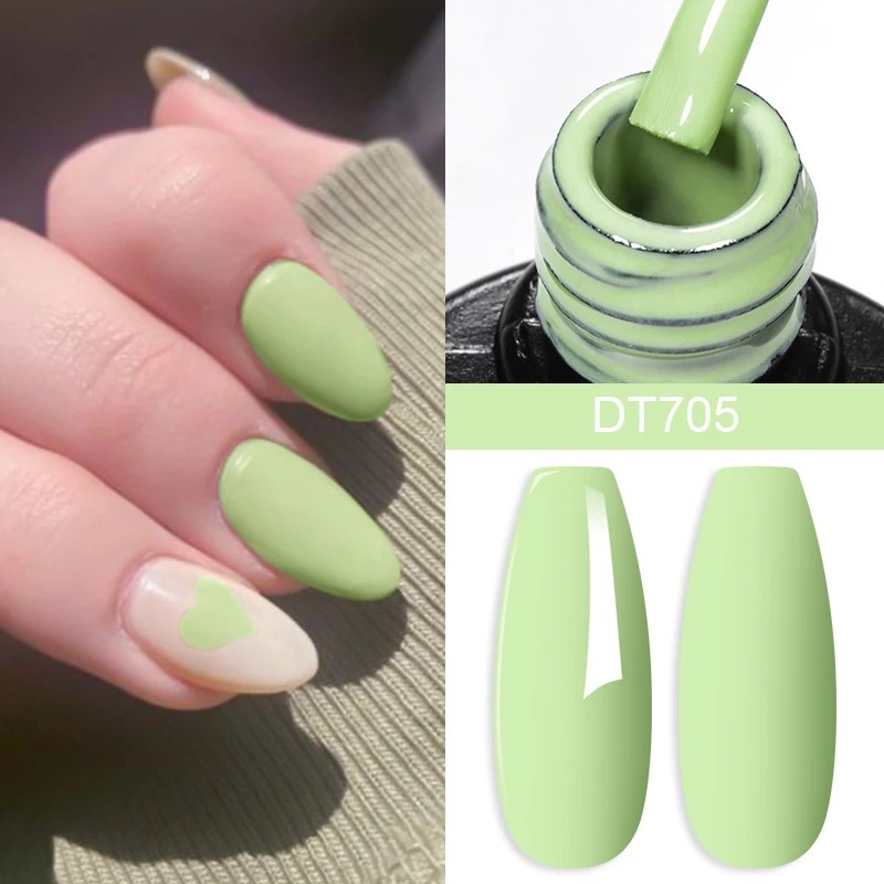 MEET ACROSS 7.3ml Green Gel Nail Polish Glitter Crystal Semi Permanent UV Gel Varnish DIY Nail Art Manicure Base Matte Top Coat