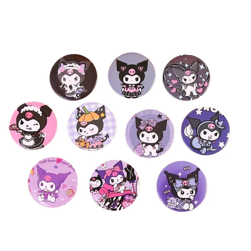 Sanrio Kuromi Broochs Anime Action Figure Cute Cartoon PVC Brooch Anime Merchandise Clothing SchoolBag Decoration Children Gifts