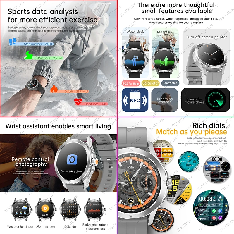 Astuto Della Vigilanza Degli Uomini Per S4 Ultra AMOLED Sport All'aria Aperta NFC GPS Track Frequenza Cardiaca Impermeabile Chiamata Bluetooth Orologio Intelligente 2025 Nuovo