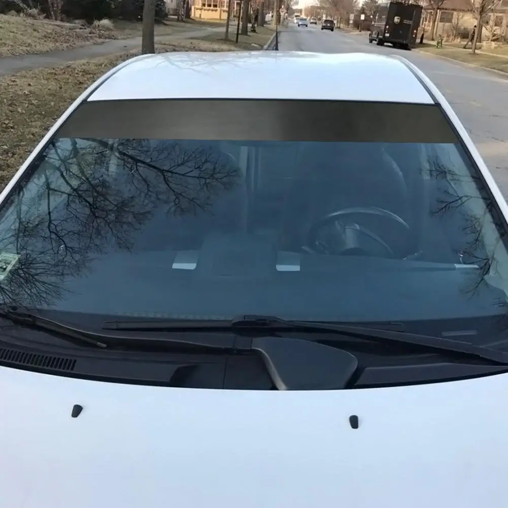 DIY Matte Black Car Front Windshield Vinyl Waterproof Sunshade Sticker Banner Car Sun Visor Strip