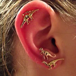 Silver Color INS Fashion Cute Animal Earrings Simple Punk Dinosaur Stud Earring For Women Girls Party Jewelry Gifts