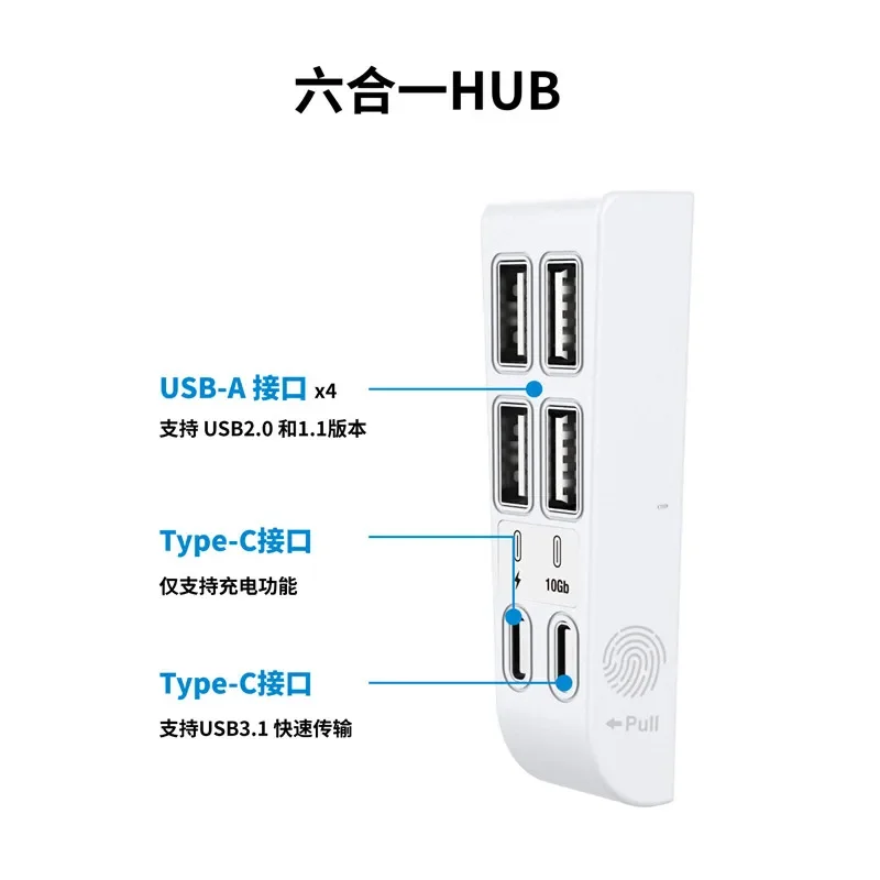 For PS5 Slim Console USB Hub 1 to 6 USB2.0 Splitter Expander HUB Adapter 5 Ports for Playstation PS5 Slim Game Host Accessories