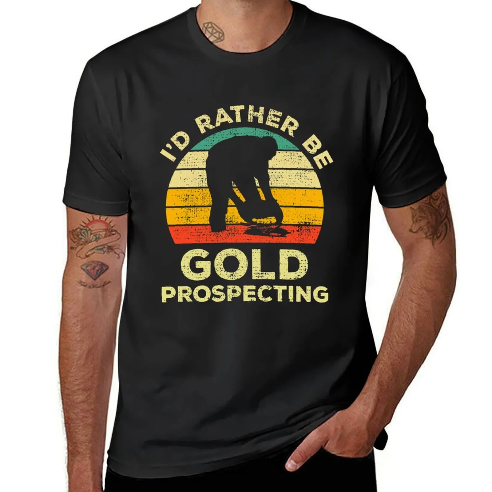 I’d Rather Be Gold Prospecting Vintage Gift For gold Prospectors T-Shirt sweat oversized Short sleeve tee plain Men's t-shirts