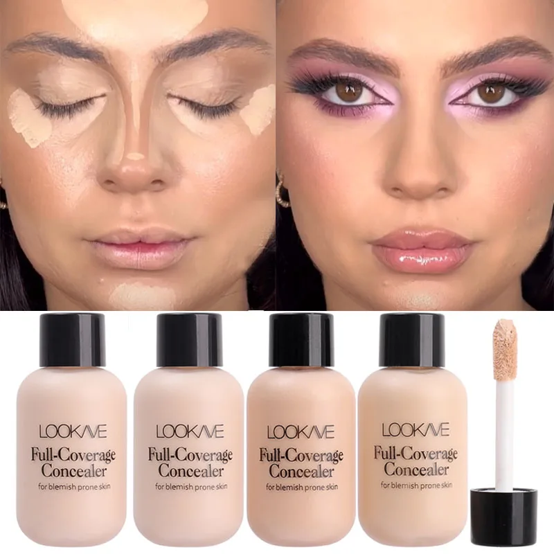Corretivo líquido mate, corretivo, hidratante, duradouro, cobertura total, invisível, cicatrizes de acne, olheiras, maquiagem base base, 3 cores