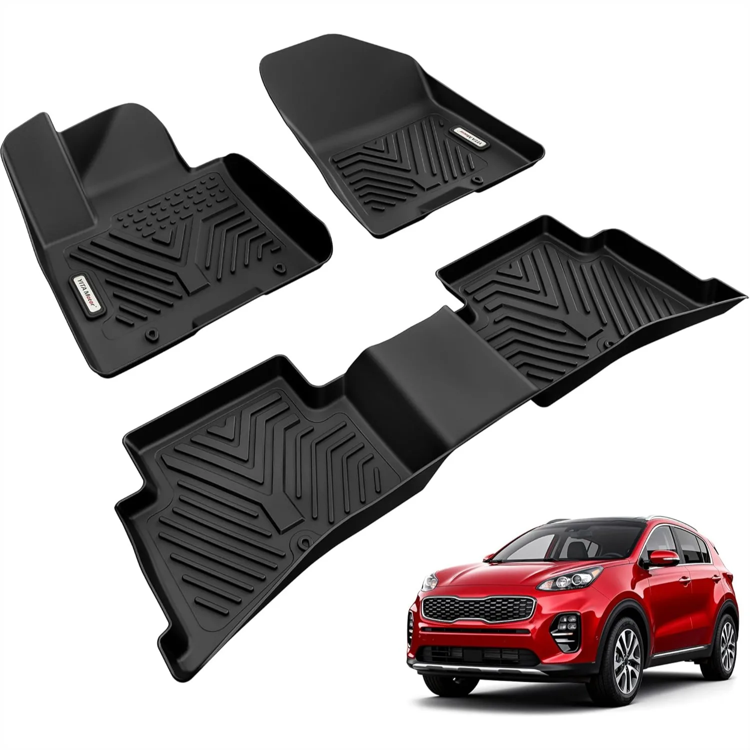 

Custom Fit Floor Mats for Kia Sportage 2017-2022 Hyundai Tucson 2019-2021, TPE All-Weather Protection, Non-Slip Black Liners