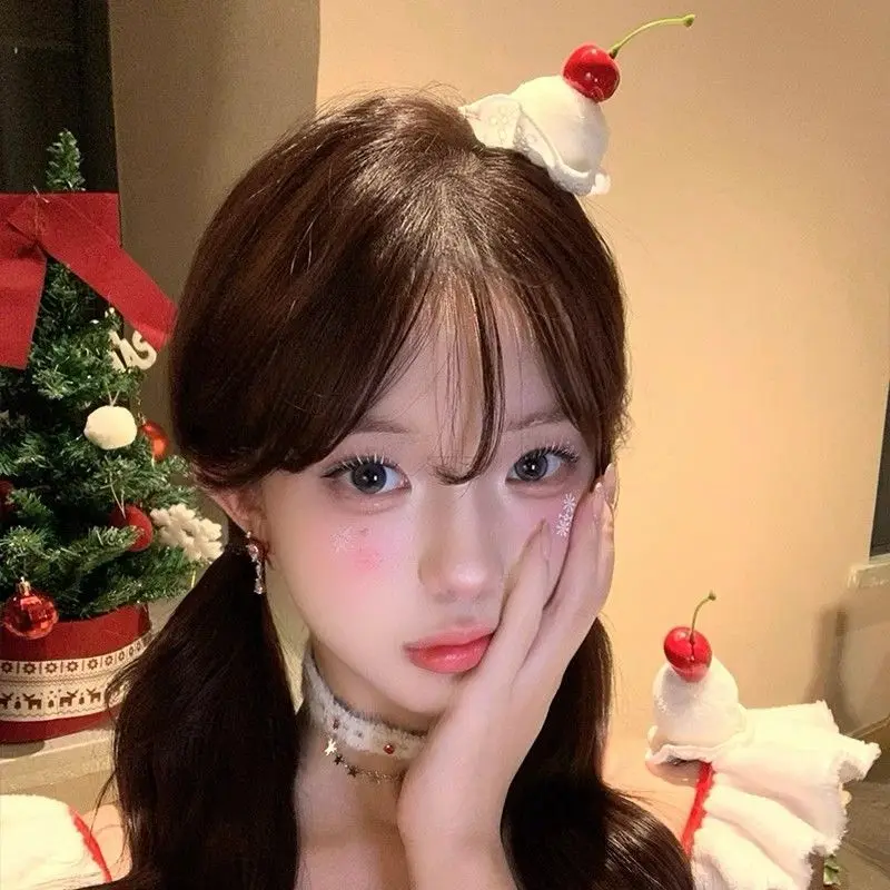 2 قطعة Kawaii لوليتا مشبك شعر حلو الآيس كريم الفراولة الكرز دبابيس الشعر القوس دبوس الشعر