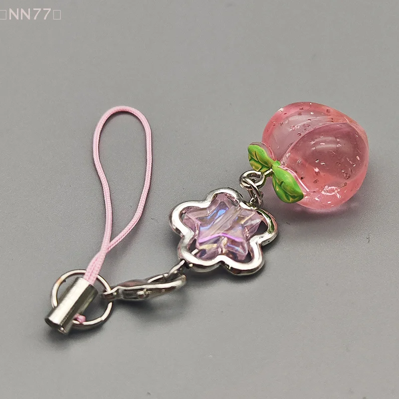 Y2K Cute Pink Peach Phone Lanyard Fresh Sweet Mobile Phone Chain Girly Cellphone Strap Bag Pendant Keychain For Girls Gift