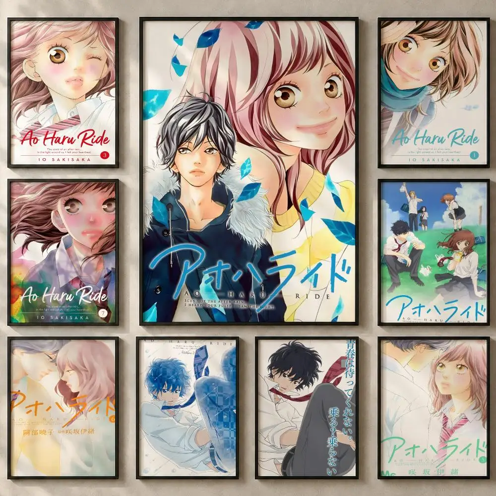 Anime A-Ao Haru RideS Poster Art  Self-Adhesive No Glue Residue Wall Sticker for Home Office Nursery