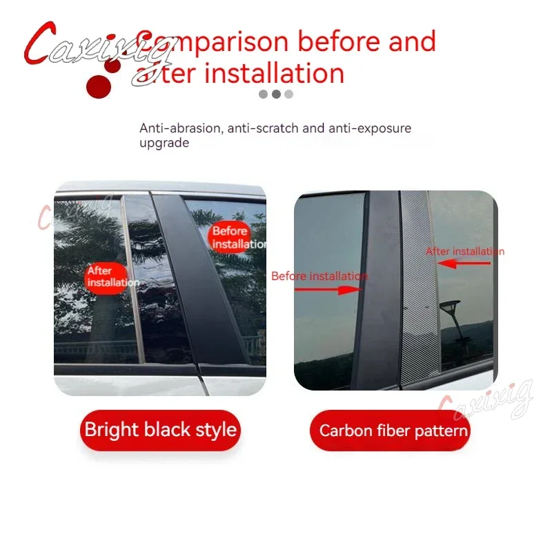 6Pcs Car Door Window Pillar Posts Trim Covers Sticker For  Mitsubishi ASX 2011 2012 2013 2014 2015 2016 2017 2018 2019 2020