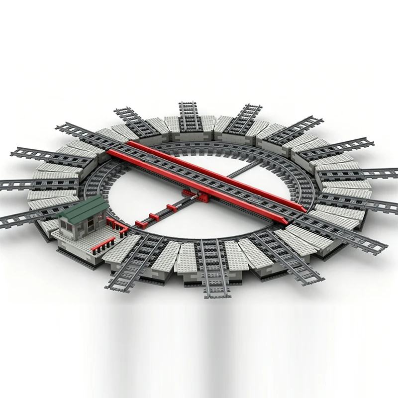 City Street View Model MOC Building Bricks Train Circle Turntable Modular Technology Gifts Holiday Assemble Children Toys Suit