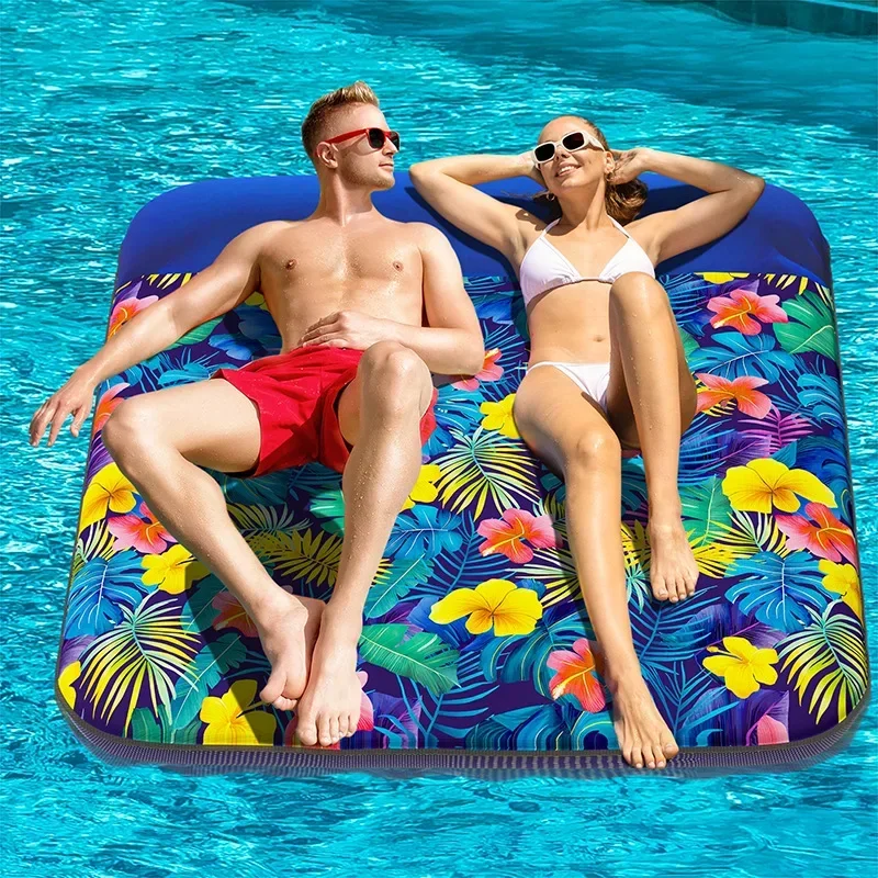 Inflatable Double Floating Cloth Cover Lounge Chair Adult Sunbathing Pool Soaking Mattress