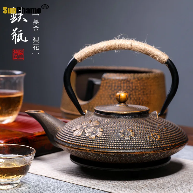 900ml Cast Iron Cherry Blossoms Kettle Teapot Accessories Set House Decor for Friends Family Wedding Lovers Kung Fu Tea Set