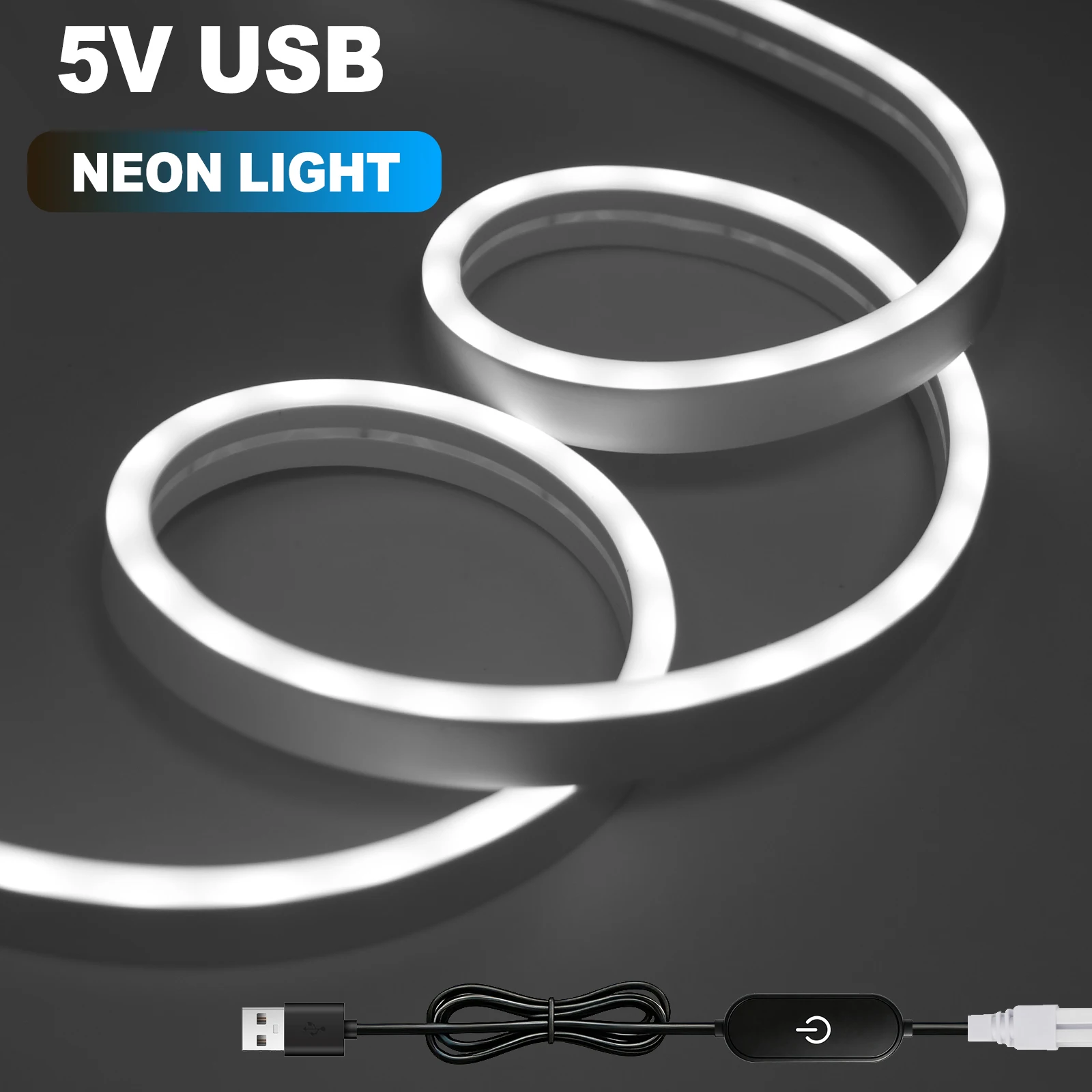Neon LED Light Strip USB DC 5V Dimmable Touch Sensor Switch 11 Colors Flexible Silicone Neon Tape Waterproof Outdoor Room Decor