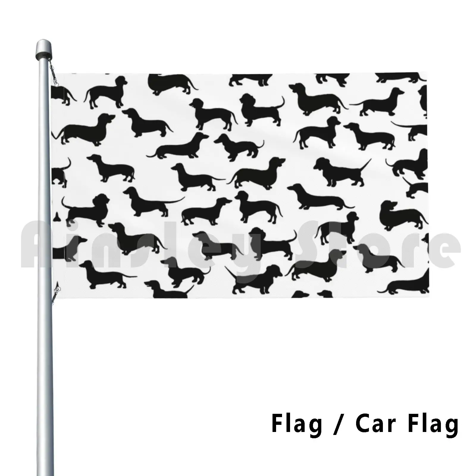 ¡Los salchicha mucho! Bandera Coche Bandera Impresión personalizada Dachshund Perro Cachorro Wiener Hot Pet Animal Hound Negro
