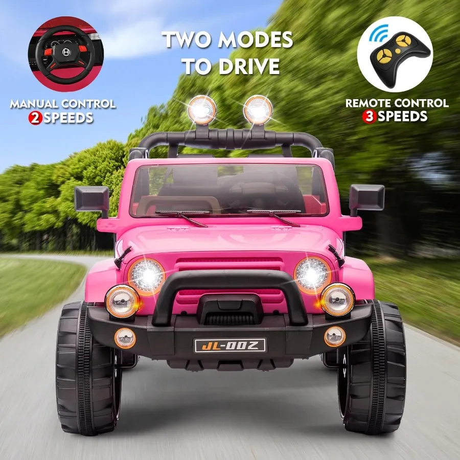 ركوب بمقعدين على شاحنة وغطاء سيارة 12V7AH سيارة كهربائية مع جهاز تحكم عن بعد للأبوية موسيقى بلوتوث LED أضواء زنبركية معلقة #3