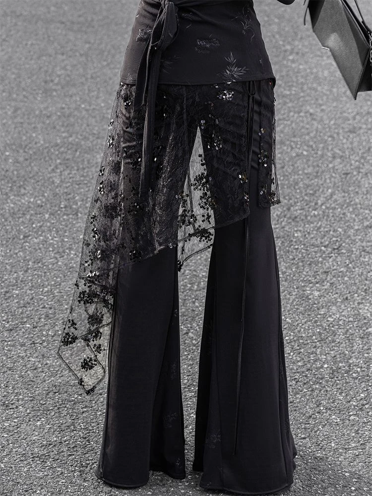 Through Irregular Bandage Skirt Vintage Grunge Trendy Mujer Faldas Y2k Aesthetic Harajuku Women Fairy Gauze Glitter Skirts See
