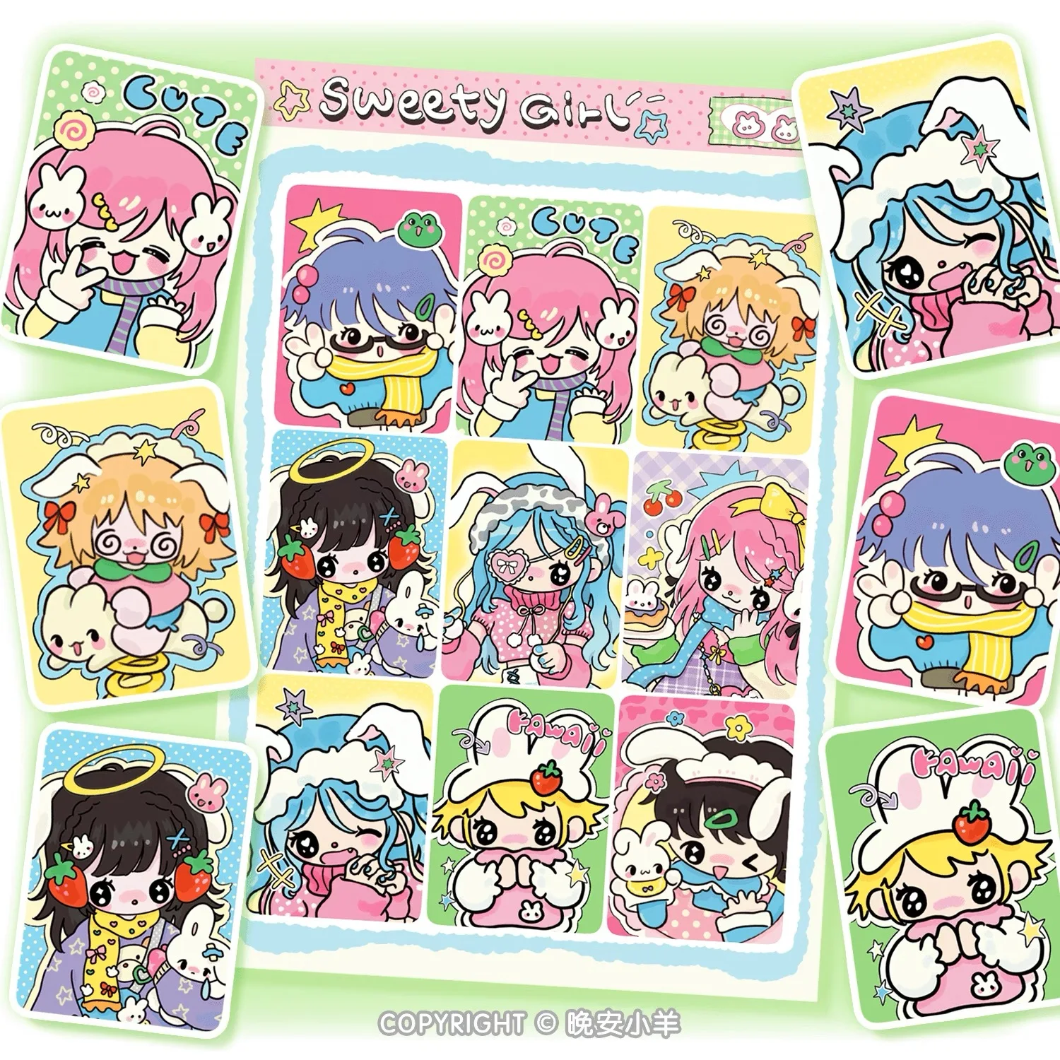 Sweety girl cartoon hand account decorative stickers