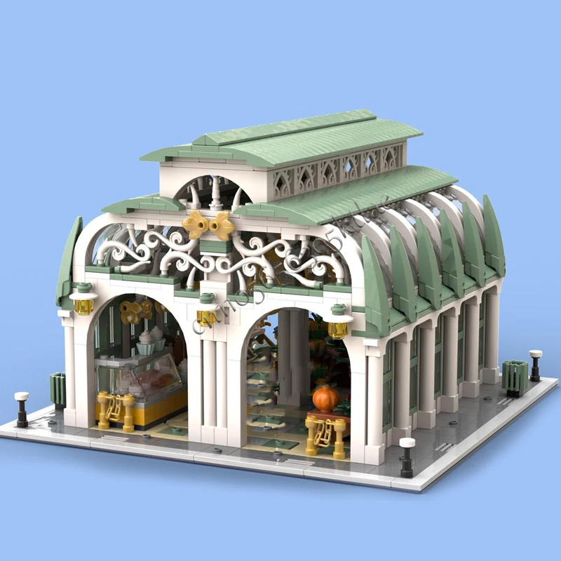 1567 ELEMENTÓW MOC Personalizowana Ulica Miejska Scena Budowlana Model Halu Rynekowego Klocki Konstrukcyjne DIY Edukacyjne Zabawki dla Dzieci Prezent Niespodzianka