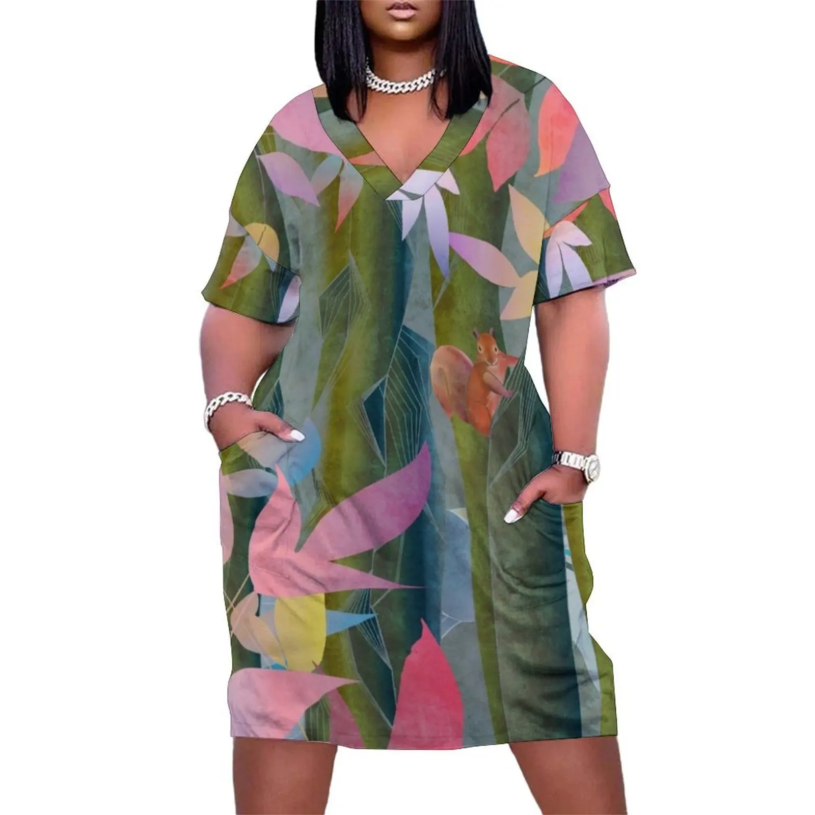 

Autumn by a Waterfall Loose Pocket Dress Women's summer long dress Woman fashion