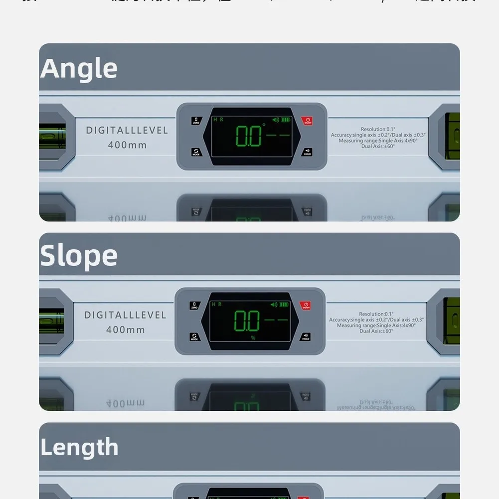 Aluminum Inclinometer Touch Screen Gauge For Carpentry Work Large Digital Display Buzzer Alarm System Multiple Unit Options
