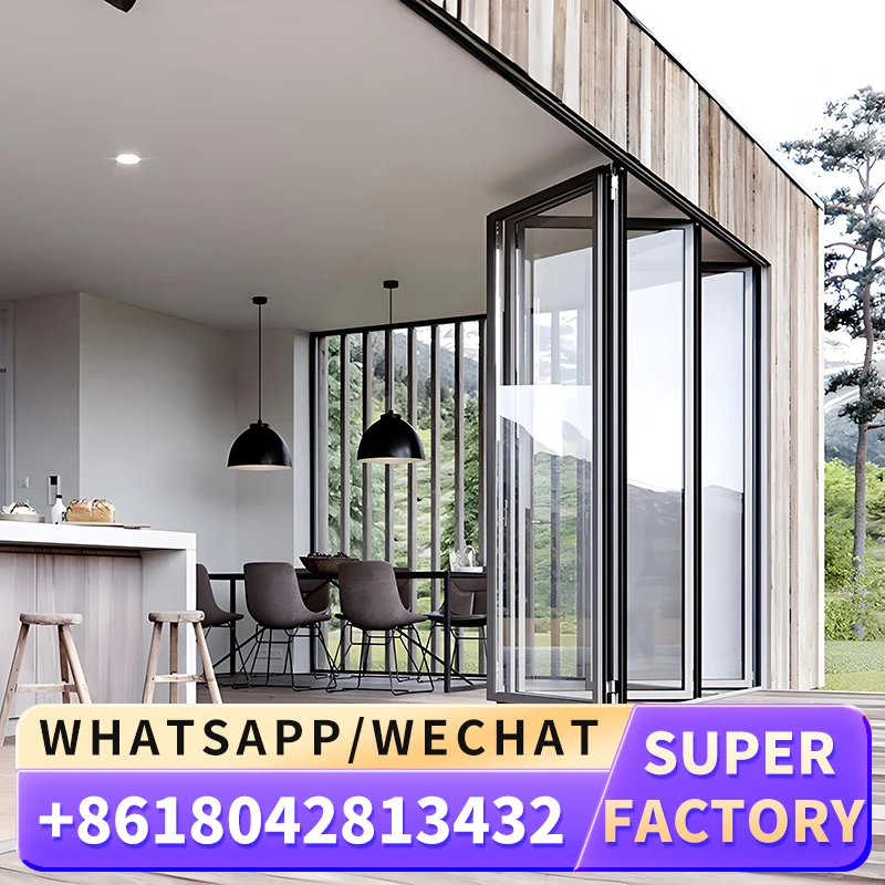 Heat Insulation Storm-Proof Aluminium Front Interior Glass Door Bifold Doors Aluminum Folding Doors