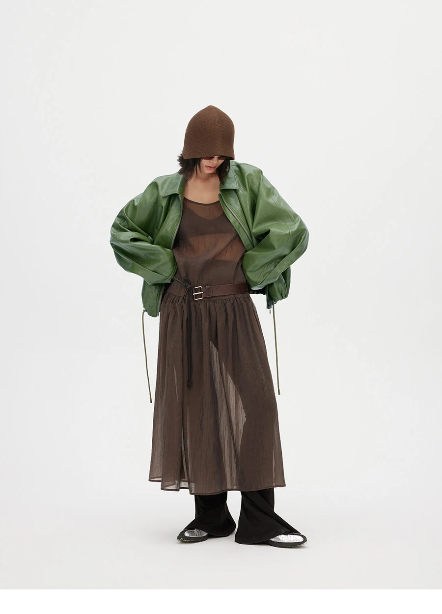 Lautaro Frühling Herbst Grüne Kurze PU-Lederjacke für Damen mit Reißverschluss Luxus Designer-Kleidung Locker Lässig Koreanische Mode 2026 – Detail 7
