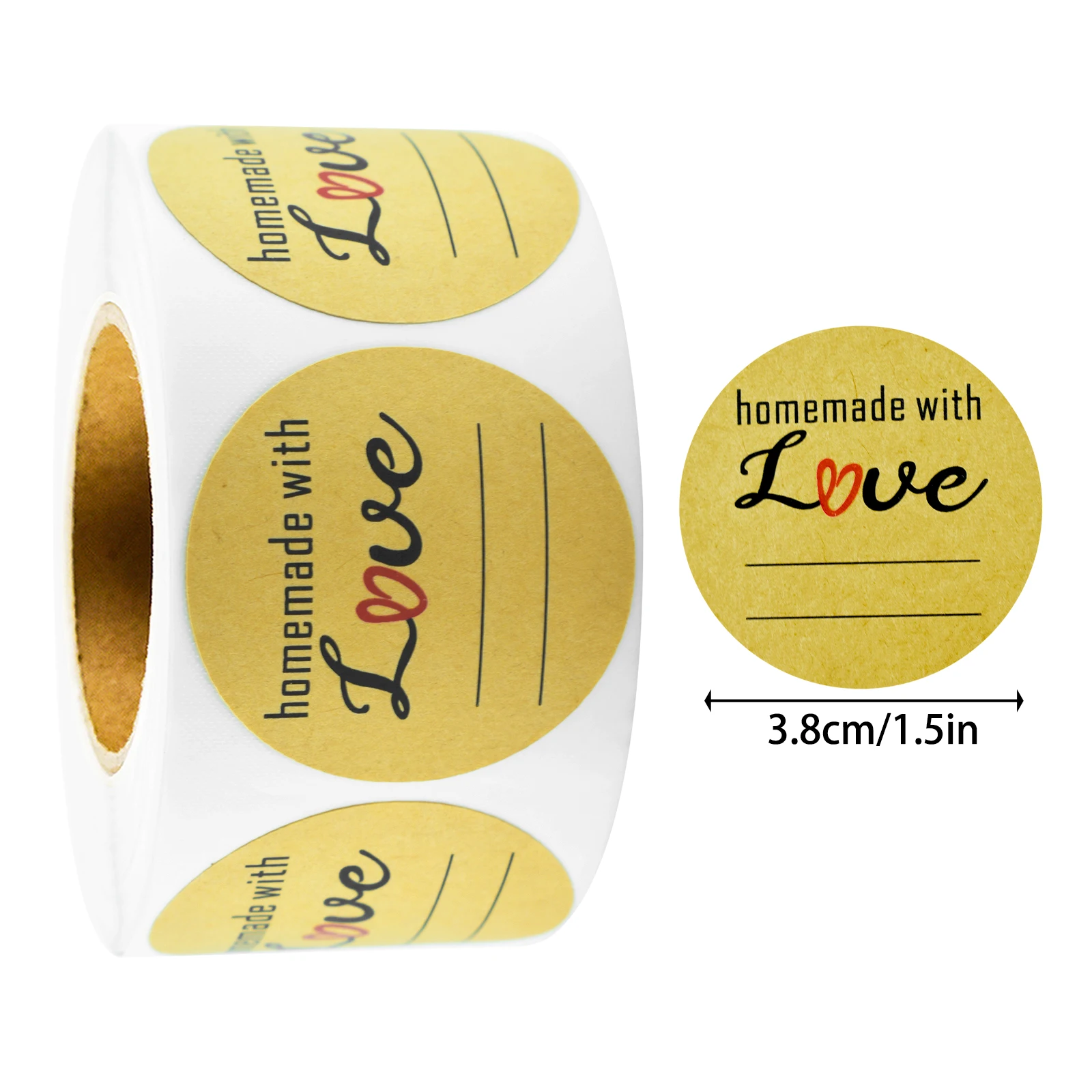 500Pcs 3.8Cm/1.5In Kraft Paper Heart-Shaped Handmade Label Stickers, Decorative Label Stickers for Packaging Boxes, Small Business Product Packaging Stickers, Gift Box Decorative Packaging Labels, Party Gift Decoration Stickers, Envelope Sealing Decoration Stickers