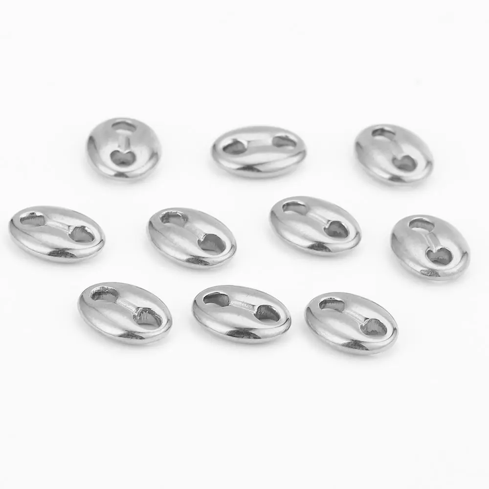 10pcs/lot Gold Stainless Steel Double Hole Oval Flat Coffee Beans Charm Bead Connector for DIY Jewelry Making Supplies Wholesale - Detail 1