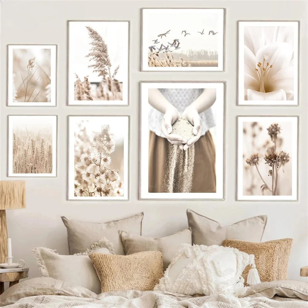 Beigeree posterfo interiordecorationshell reed scalp canvas painting modern wall artfloral printing managing Nordic living rooms