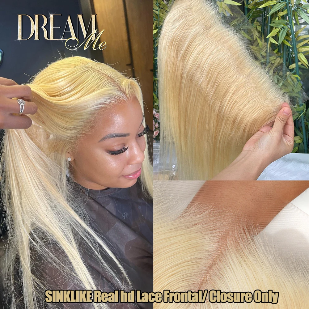 

Blonde 613 Color 13x4/13x6 HD Lace Frontal Human Hair Straight Melted Skin HD Lace 5x5 Closure Only Pre Plucked Remy Hair