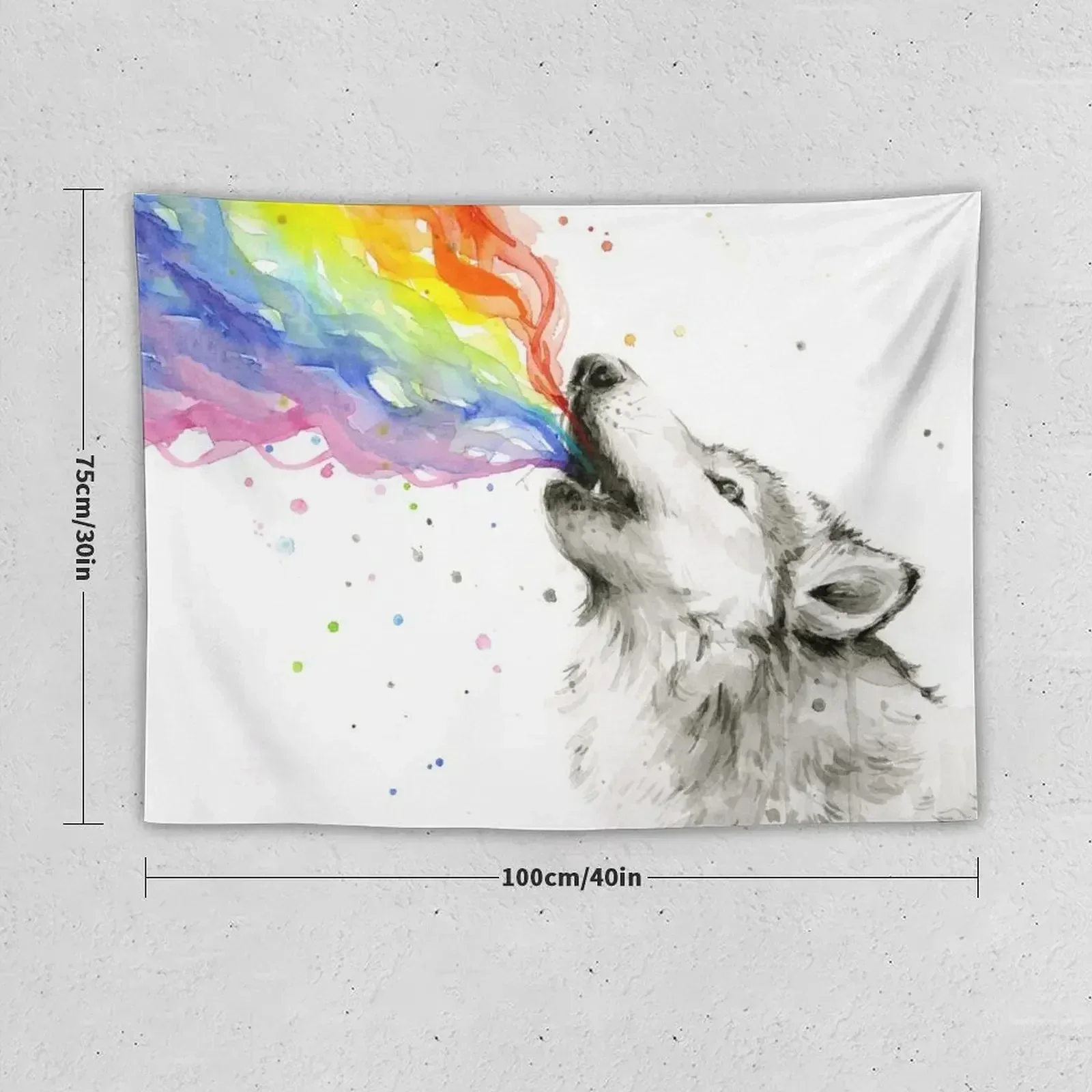 Wolf Howling Rainbow Tapestry Home Decor Aesthetic Mushroom Room Decoration Aesthetic Bedrooms Decor Tapestry