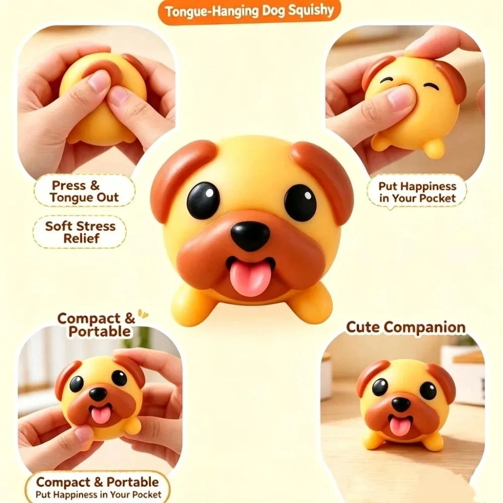 Vinyl Material Puppy Ornament Out its Tongue Lovely Style Puppy Vinyl Ornament Peculiar Look Silicone Pendant Decoration