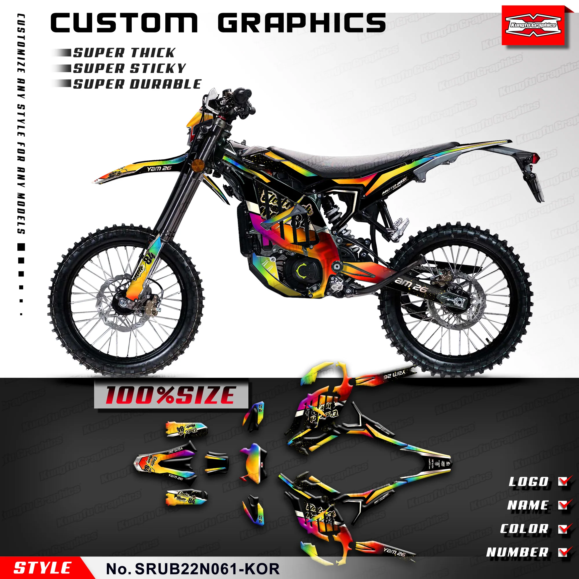 

KUNGFU GRAPHICS Motorcycle Decals Wrap Sticker Durable Vinyl for Sur-Ron Ultra Bee Dirt eBike SURRON, SRUB22N061-KOR