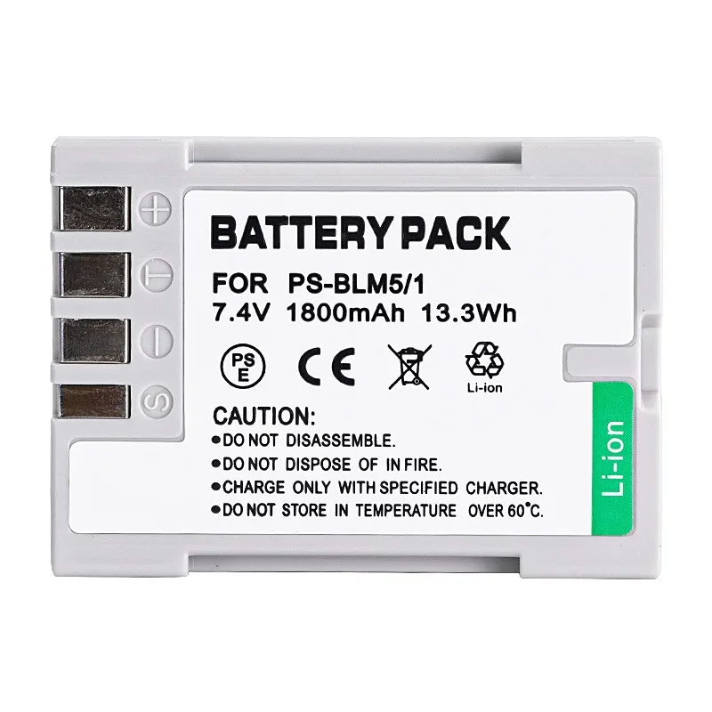 BLM-5 Battery 1800mAh for Olympus BLM-1 OM-D E-M1 E-M5 E-M10 PEN E-PL1 E-PL2 E-PL3 E-PL5 E-30 E-420 E-520 E-500 C-8080 C-7070