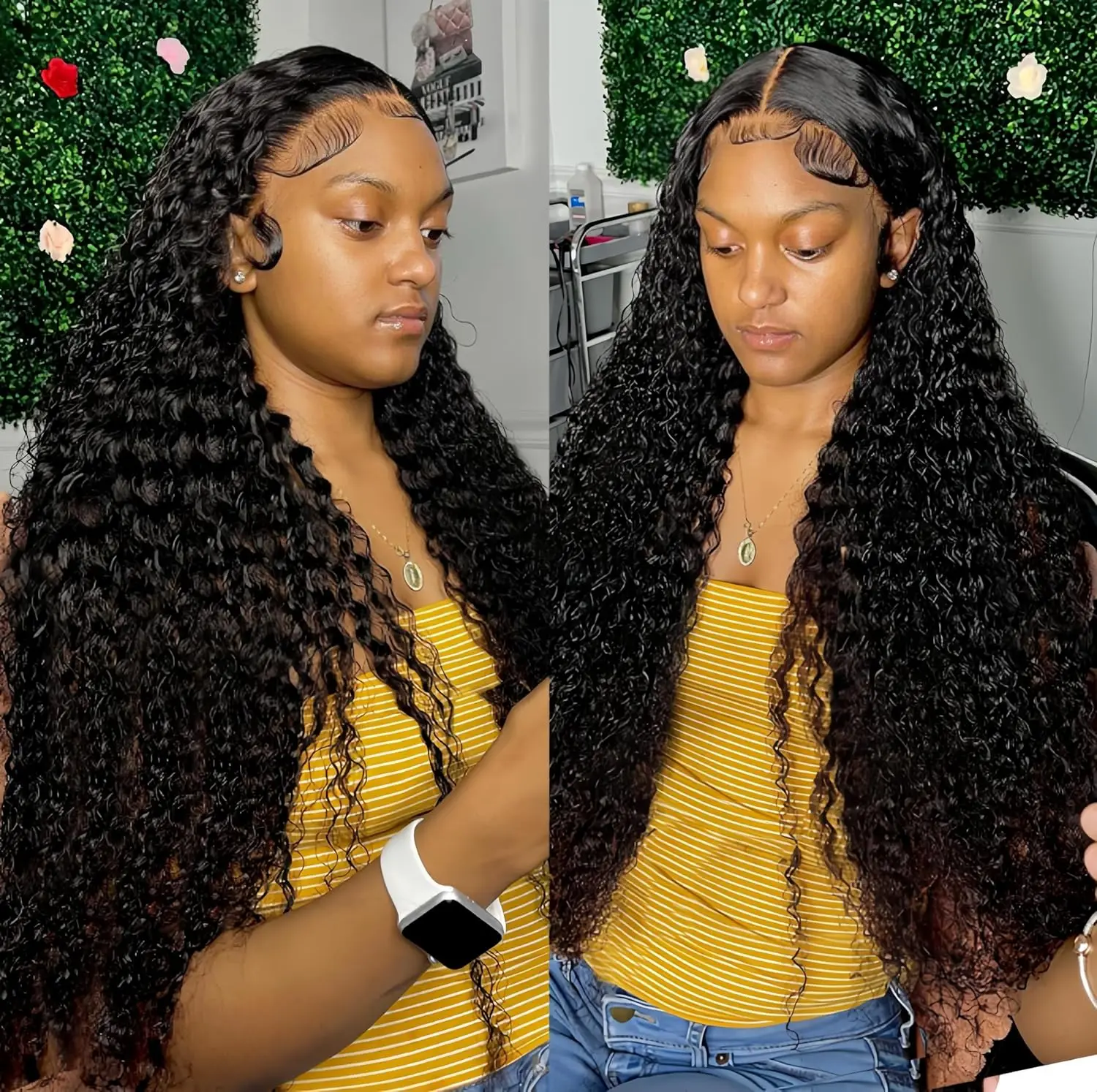 42 Inch Brazilian Virgin Human Hair Jerry Kinky Curly Wave 13x6 Lace Frontal Wigs Brazilian 13x4 Curly Wave Lace Front Human Hair Wigs For Women 250 Density view 5