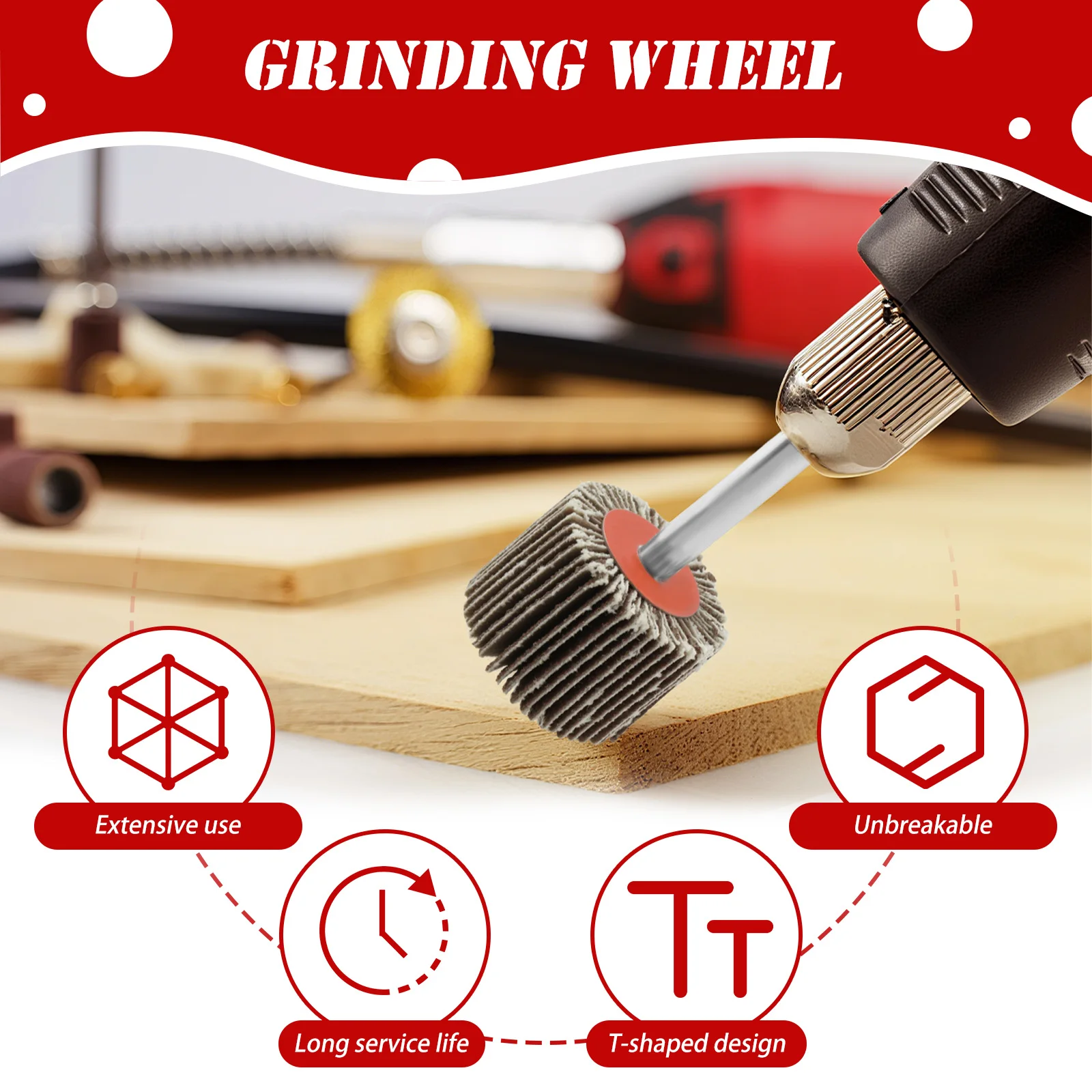 20 قطعة مجموعة رفرف الرملي مع 6 مللي متر عرقوب طحن عجلة رئيس ساندر أدوات جلخ الصنفرة إزالة الصدأ لأدوات دريمل الدوارة #3