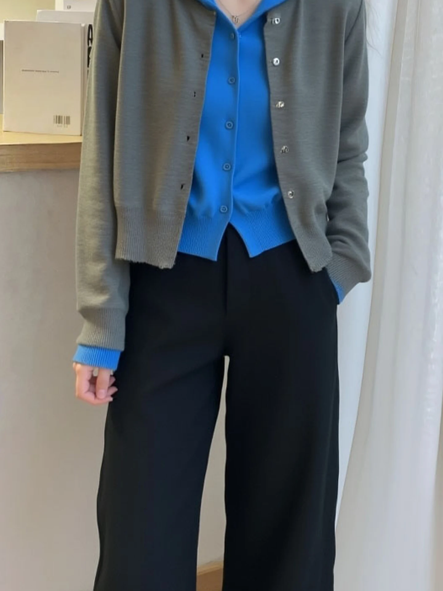 Schicker, langer, offener Cardigan mit Kapuze, Strickpullover für Damen, faionable Lazy Feelings, zweiteiliger Look, koreanische Passform, lockere Passform