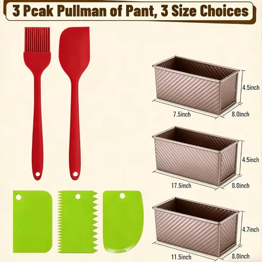 Nonstick Corrugated Bread Loaf Pan Carbon Steel With Lid Toast Mold Professional Bakeware Kitchen Baking Food Tray