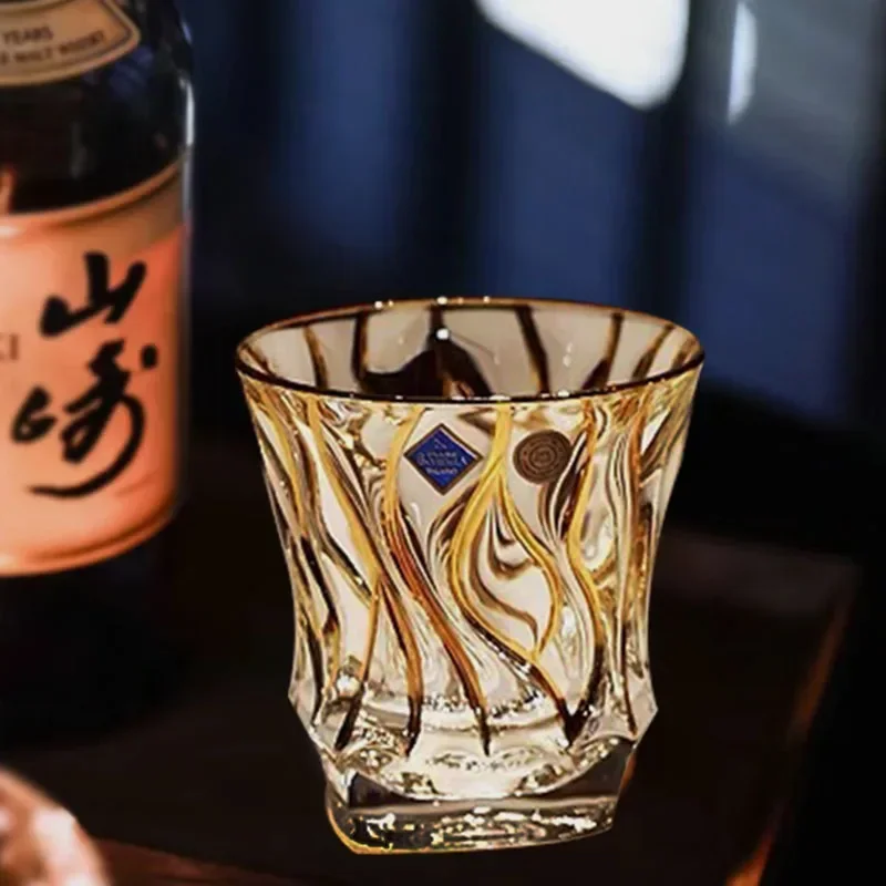 Crystal glass hand-painted gold whiskey glass, foreign wine cup 2 gift box set4
