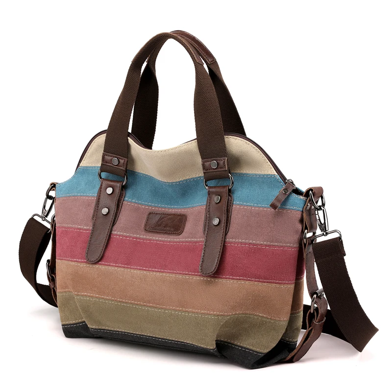 Brand Women\'s Crossbody Shoulder Bag Messenger Bags Vintage Canvas Patchwork Color Tote Bag Handbags Purse bolsas feminina