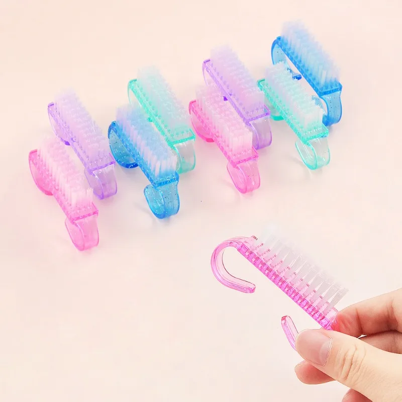 Lot de 50 brosses à ongles colorées en plastique, pour manucure et pédicure