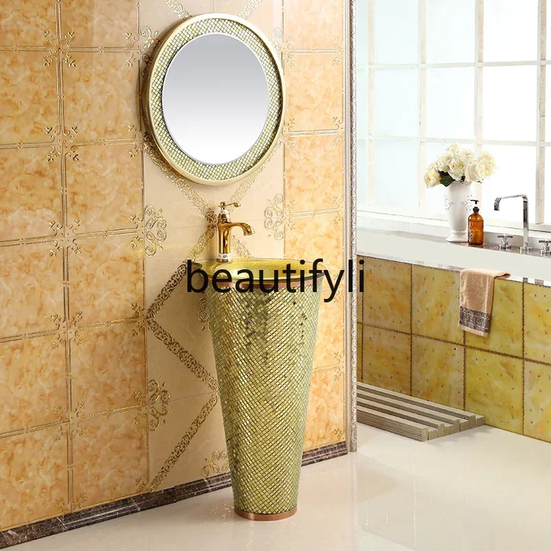 B178 European bar column basin washbasin toilet vertical integrated washbasin floor type2936