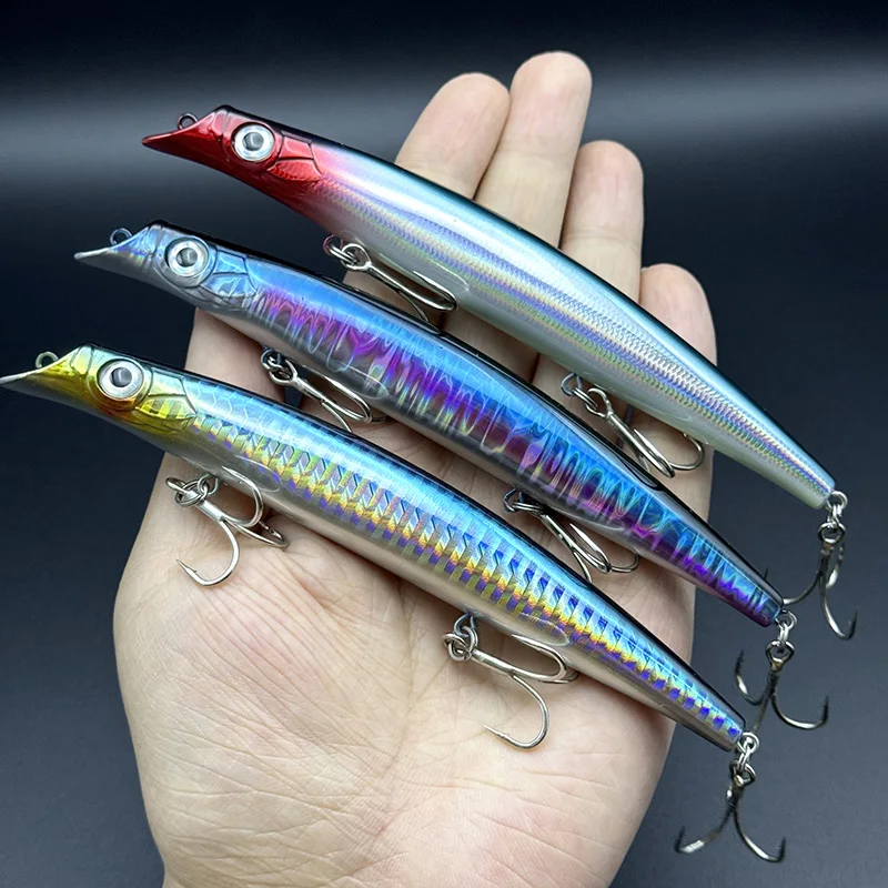 1 PCS Fishing Minnow Lure 145mm 20g Inshore Long Casting Floating Minnow Bait sea fishing lure bait 3D eyes Wobblers Lure