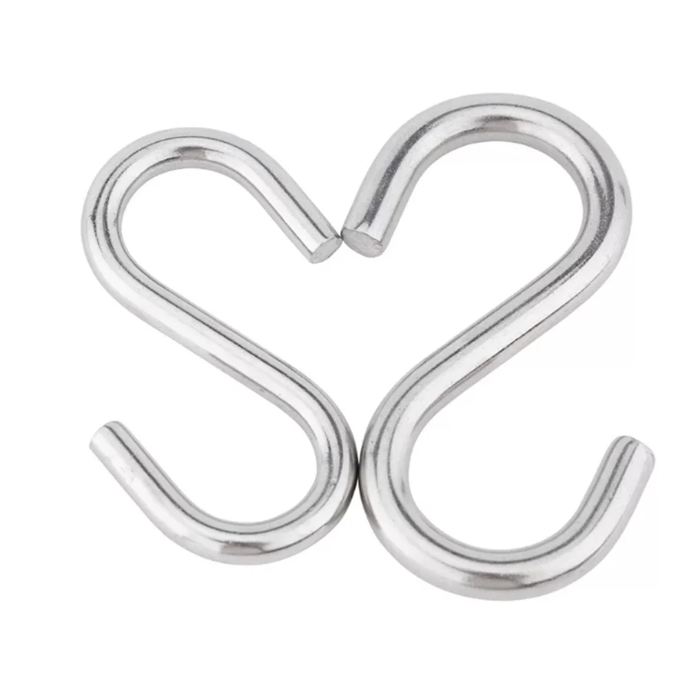 M2- M10 304 Stainless Steel S Shaped Hooks Heavy Duty Multi-Purpose Utility Hook Kitchen Bathroom Office Garage Essential