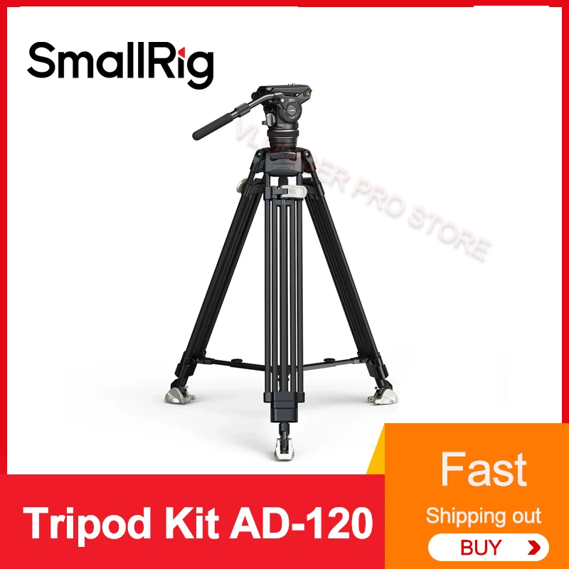 SMALLRIG Heavy-Duty Carbon Fiber Tripod Kit AD-120 58-197cm Height Compatible for DJI RS Series Gimbal Professional Stabilizer