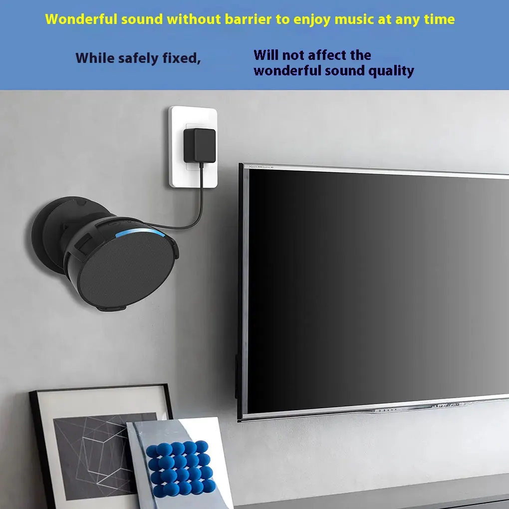 Adecuado para Amazon Echo Pop soporte de audio inteligente con altavoz de ángulo ajustable estante de almacenamiento montado en la pared pegado/perforación ins