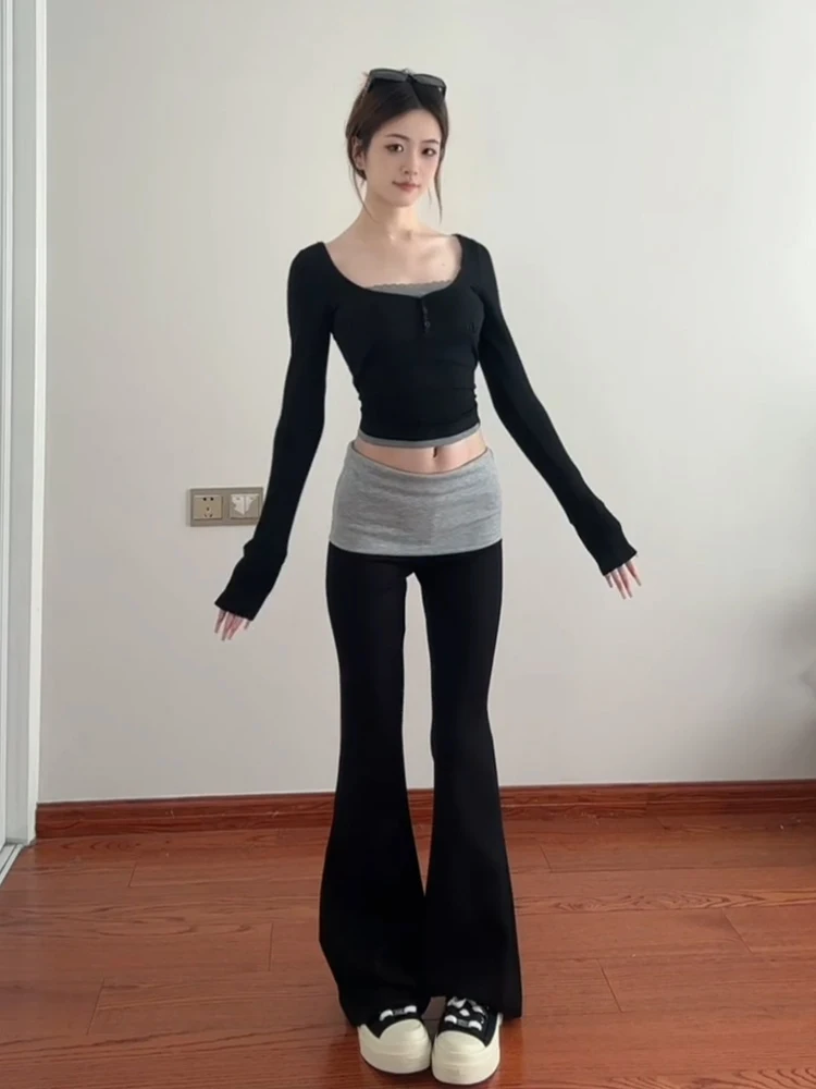 Bla casual queimado calças femininas primavera 2025 novo design emagrecimento yoga esportes calças de perna larga cintura baixa coreano sle