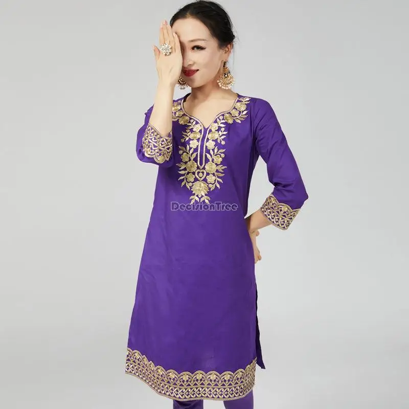 2023 indian dress women cotton embroidery autumn winter gown traditional national style pakistan women daily top clothes s589